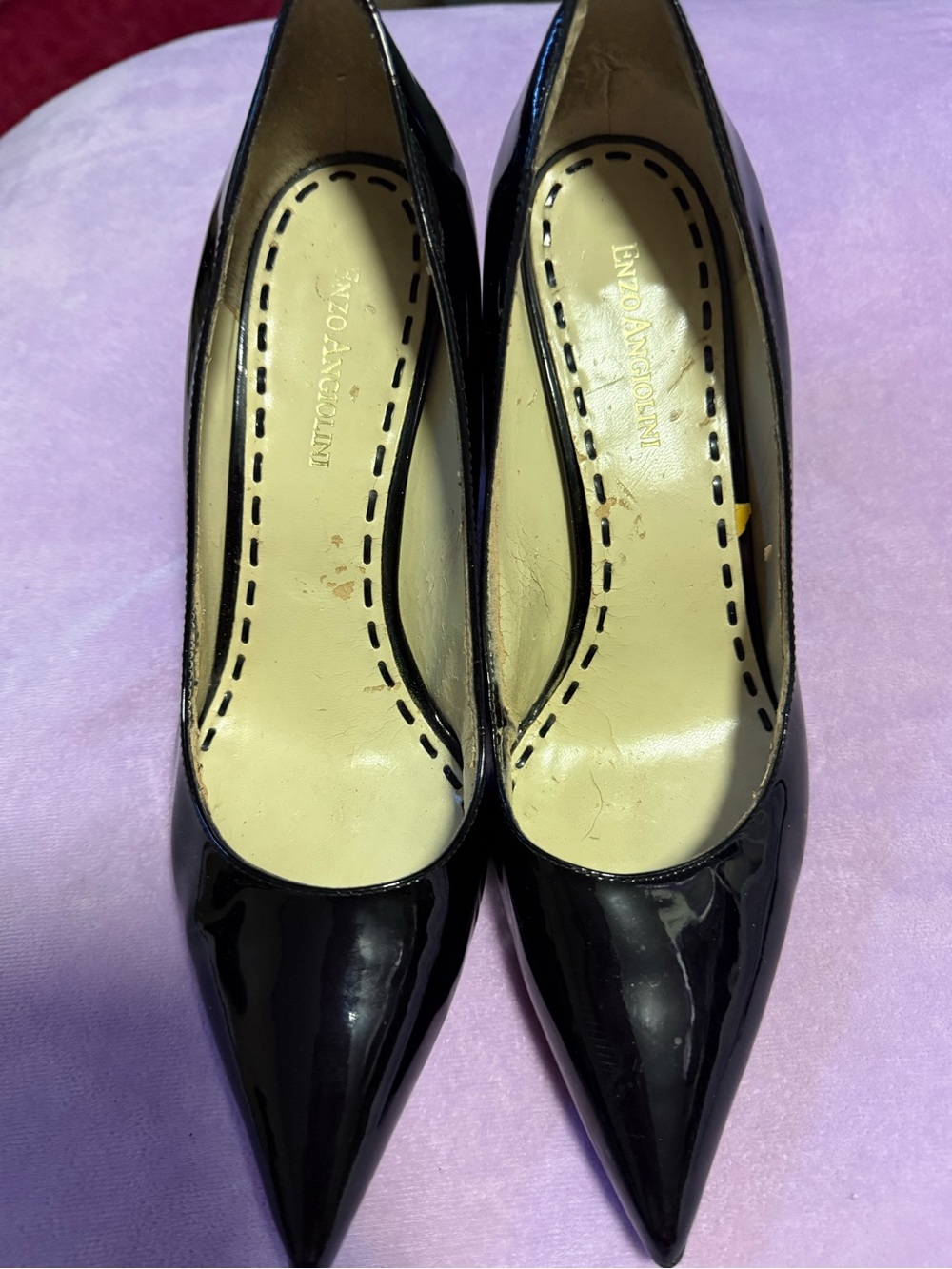 Enzo Angiolini Black Patent Pointed Toe Heels